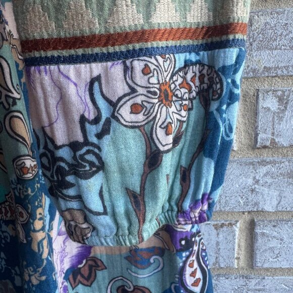 Soft Surroundings Long Sleeve V-Neck Button Up Floral Boho Blouse Size L Petite - Picture 7 of 9